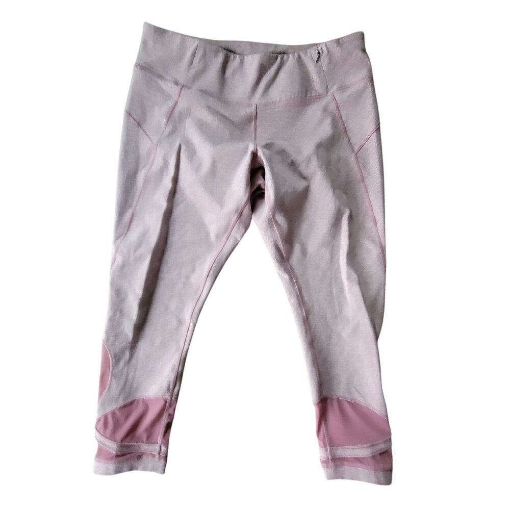 Calia Womens Heathered Pink Cropped Leggings With Mesh Accents Pocket 1X